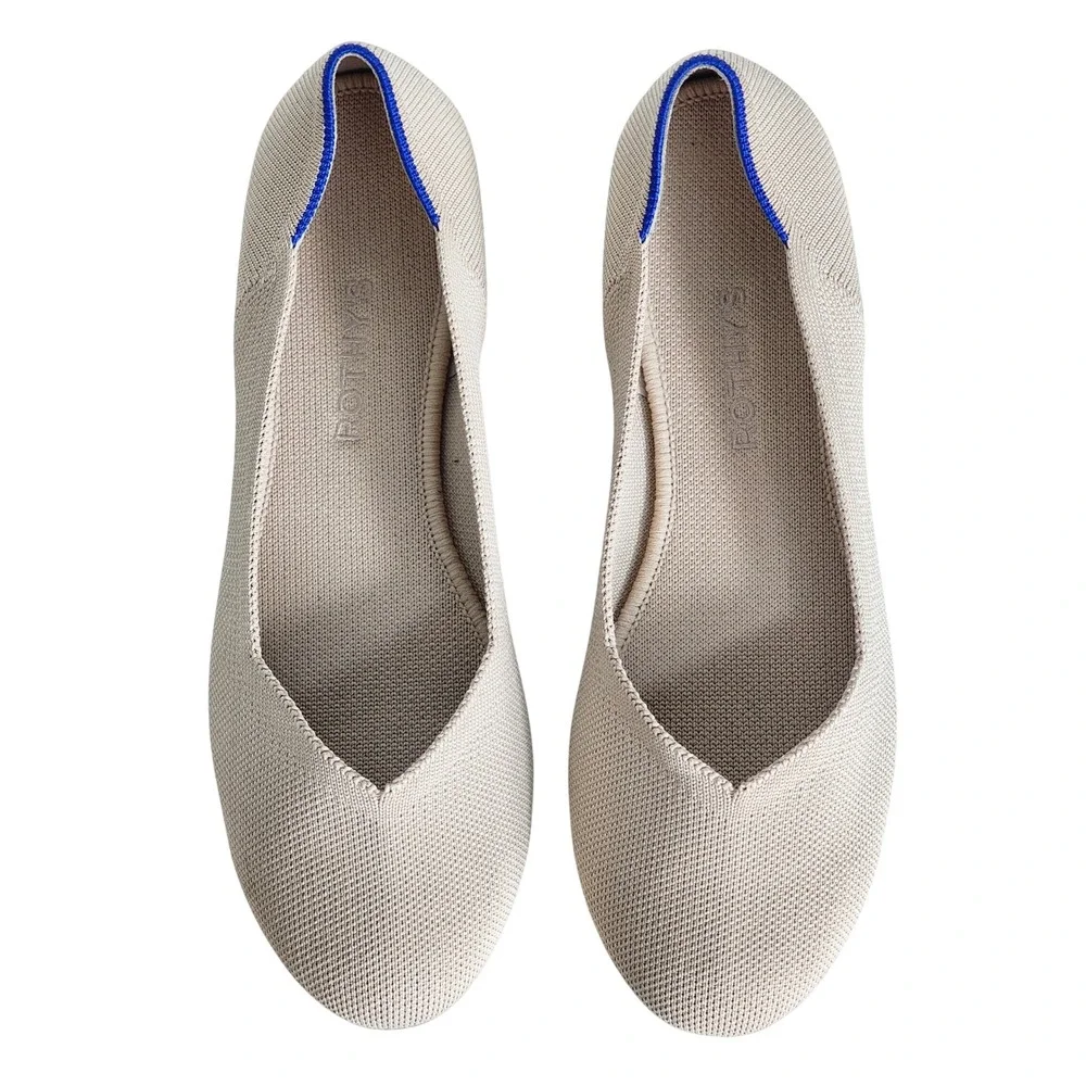 Rothys The Point Sand Beige Tortoise Shell Sole Flats Shoes Womens 10 001-242
